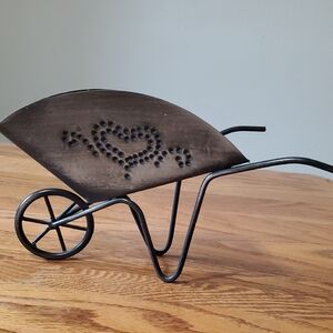 Decorative Metal Wheelbarrow with Heart Design